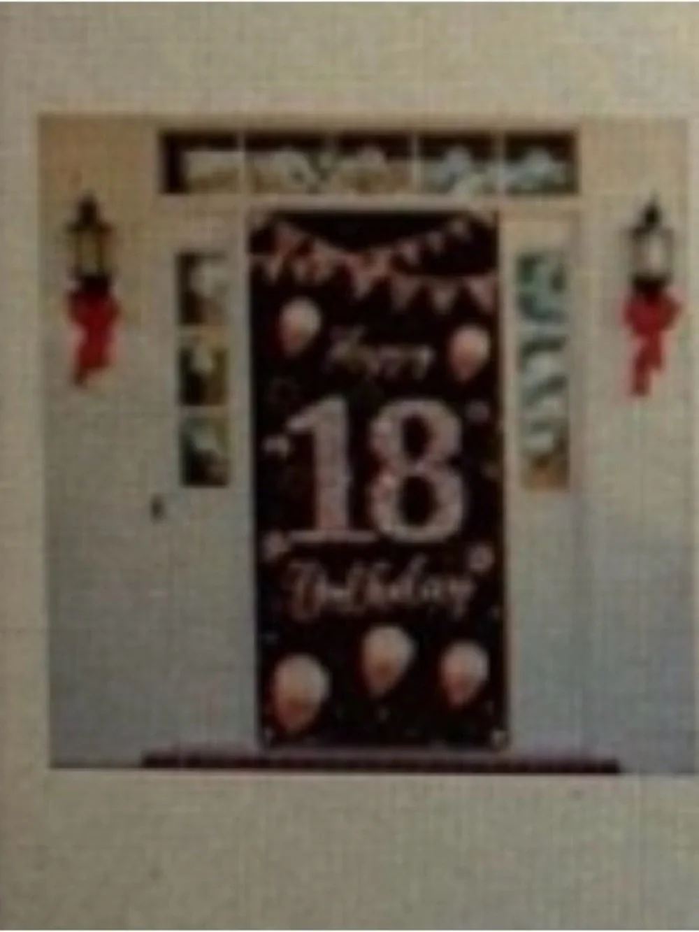 18th birthday Backdrop Door Banner - Black with Pink and White Sparkle Design